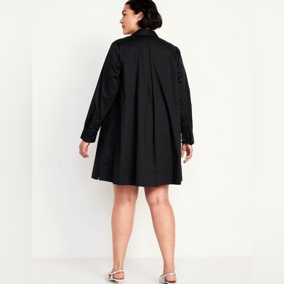 NWT! Old Navy Black Poplin Long Sleeve Mini Shirt Dress - Small 💜 - Picture 6 of 9